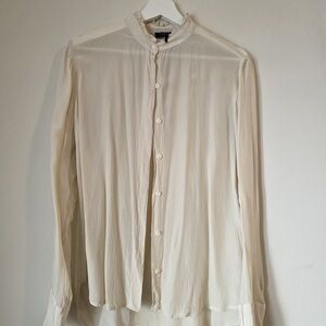 Rag & Bone - Jordan Silk Ruffle Trim Blouse -
Ivory - Size Medium